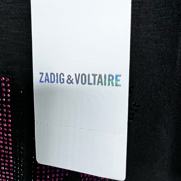 Zadig & Voltaire 3 D PUNK Embellished Tee Shirt in Noir, Size M, NWT - Picture 11 of 13